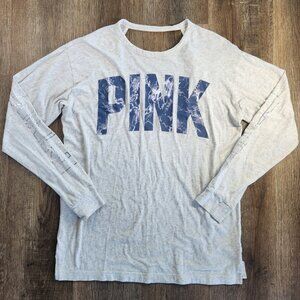 🤍🌊Victoria's Secret PINK Blue Marble Screenprint Open-Back Tee-S